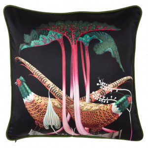 Klaus Haapaniemi Pheasant & Rhubarb Silk / Linen Throw Pillow