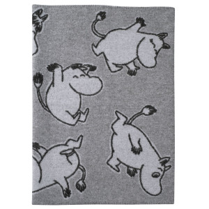 Klippan Happy Moomin Grey Wool Throw Blanket