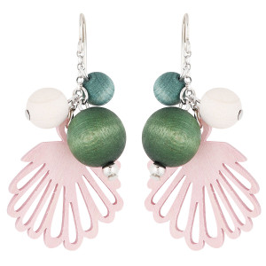 Aarikka Pink / Green Simpukka Earrings