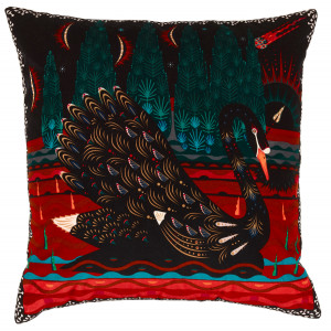 Klaus Haapaniemi Black Swan Velvet X-Large Throw Pillow