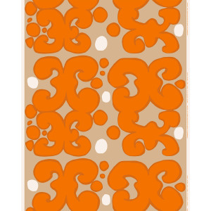 Marimekko Keidas Beige / Orange / White Cotton Fabric