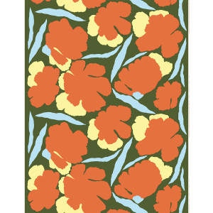 Marimekko Malvikki Orange / Green / Yellow Cotton Fabric