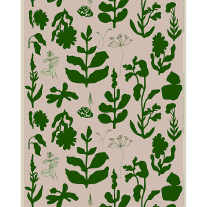 Marimekko Elokuun Varjot Green / Light Pink Acrylic Coated Cotton / Linen Fabric