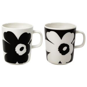Marimekko Juhla Unikko Black / White Mugs - Set of 2