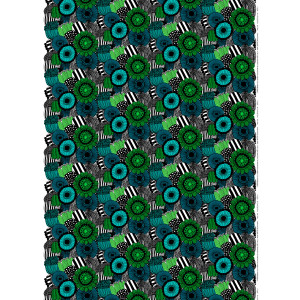 Marimekko Pieni Siirtolapuutarha Green / Turquoise Fabric