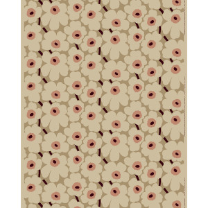 Marimekko Pieni Unikko Burgundy / Pink Cotton Fabric