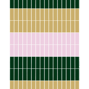 Marimekko Tilliskivi Green / Tan / Pink / White Cotton Fabric