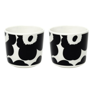 Marimekko Unikko White / Black Coffee Cups - Set of 2