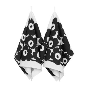 Marimekko Unikko Black / White Tea Towel - Set of 2