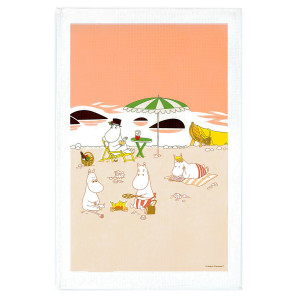Moomin Summer Beach Peach Tea Towel