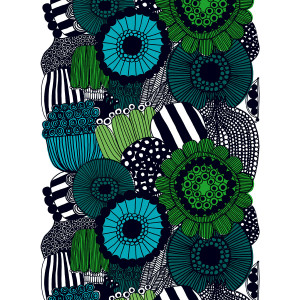 Marimekko Siirtolapuutarha Turquoise/Green Fabric Repeat