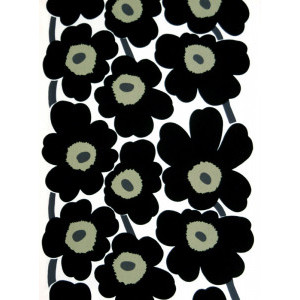 Marimekko Unikko White / Black Acrylic-coated Cotton Fabric
