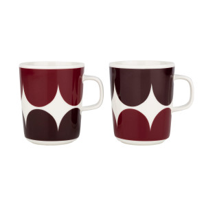 Marimekko Harka Dark Red Mugs - Set of 2