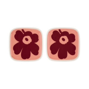 Marimekko Unikko Small Pink / Red Plates Set of 2