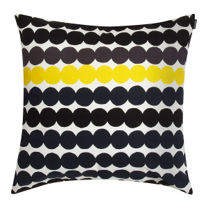 Marimekko Rasymatto White / Black / Yellow Large Throw Pillow