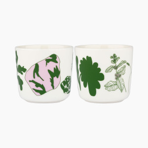 Marimekko Elokuun Varjot Green / White / Pink Coffee Cups - Set of 2