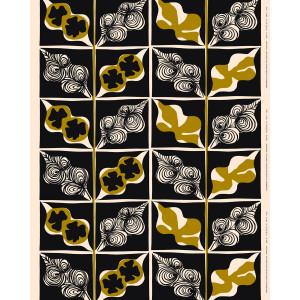 Marimekko Rukinlapa Black / Olive Cotton Fabric