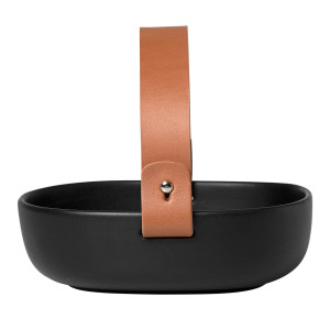 Marimekko Pikku Koppa Black Serving Dish w/ Leather Handle