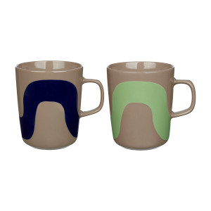 Marimekko Seireeni Terra / Midnight Blue / Green Coffee Mugs - Set of 2