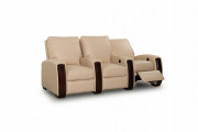 HT Design Lincolnshire Home Theater Seating with Mahogany Wood Pop Out Cupholders Bone Leather