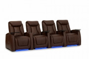HT Design Somerset Theater Seating Power Recline Brown Top Grain Leather