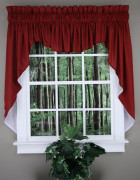 Solid Color Swag 60 Kitchen Curtain in Burgundy/White Marina Decoration