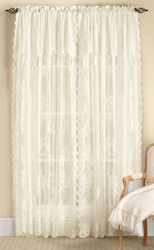 lace curtains with attached valance set