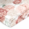 Peony Floral Garden Pink and Ivory Collection Satin Fitted Crib Sheet