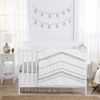Boho Fringe White and Grey Collection 4 Piece Crib Bedding