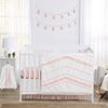 Boho Fringe White and Pink Collection 4 Piece Crib Bedding