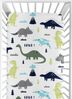 Mod Dinosaur Blue and Green Cotton Crib Sheet - 100% Cotton