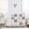 Elephant Grey and Blush Pink Collection 4 Piece Bumperless Crib Bedding