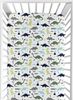 Mod Dinosaur Blue And Green Collection Jersey Knit Crib Sheet