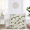 Watercolor Magnolia Sage Green and Ivory Collection 4 Piece Crib Bedding