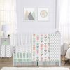 Mod Arrow Grey, Coral and Mint 4 Piece Bumperless Crib Bedding Collection