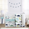 Mod Dinosaur Blue and Green Collection Sweet Jojo Designs 6 Piece Crib Bedding + BreathableBaby Breathable Mesh Liner Anti Bumper Pad