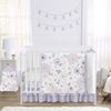 Watercolor Floral Lavender and Grey Collection 4 Piece Bumperless Crib Bedding
