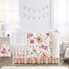 Watercolor Floral Peach and Green Collection 4 Piece Bumperless Crib Bedding