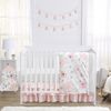 Watercolor Floral Pink and Grey 4 Piece Bumperless Crib Bedding Collection