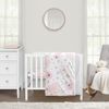 Watercolor Floral Pink and Grey Collection 3 Piece Mini Crib Bedding Set