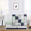 Woodsy Navy, Mint and Grey 4 Piece Bumperless Crib Bedding Collection