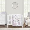 Watercolor Floral Lavender and Grey Collection 3 Piece Mini Crib Bedding Set