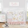 Watercolor Floral Yellow And Pink Collection 5 Piece Crib Bedding