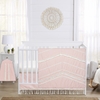 Boho Fringe Pink and Ivory Collection 4 Piece Crib Bedding