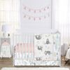 Sloth Pink and Grey Collection 4 Piece Bumperless Crib Bedding