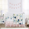Watercolor Floral Navy Blue And Pink Collection Sweet Jojo Designs 6 Piece Crib Bedding + BreathableBaby Breathable Mesh Liner
