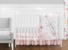 Watercolor Floral Pink and Grey 11 Piece Bumperless Crib Bedding Collection