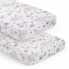 Watercolor Floral Lavender and Grey Collection 2 Pack Crib Sheets