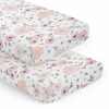 Watercolor Floral Pink and Grey Collection 2 Pack Crib Sheets