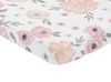 Watercolor Floral Pink and Grey Collection Mini Crib Sheet